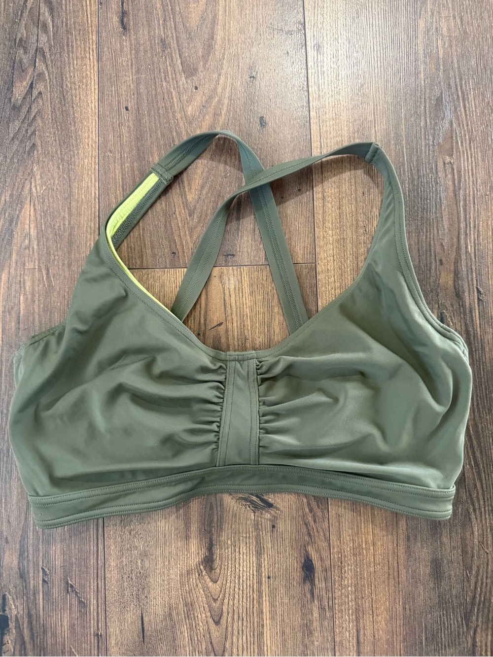 PrAna Women's Aelyn Bikini Criss Cross Swim Top Two Tone Green Size 38D/L
